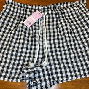 Checkered black and white shorts